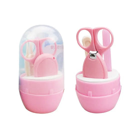 FOCSTAR 4pcs Cute Baby Kids Manicure Kit Infant Safety Nail Cutter Stainless Steel ABS Plastic 4-in-1 Nail Clipper Portable Box