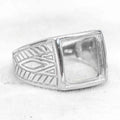 Sterling Silver 12*12mm Semi Mount Men's Ring Frame Empty Blank Bar Bezel Setting S925 Base Without Center Stone for DIY Inlay