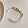 New Arrival Gold Plated Jewelry 925 Sterling Silver Irregular Wavy Plain Cuff Bangle Bracelet
