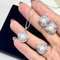 T-shaped Platinum Plated AAAA Grade White Freshwater Pearl Necklace Ring Earring Set Luxury 3-Piece Wedding Jewelry