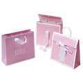 Newest Custom Logo Small Pink Art Paper Jewelry Packaging Bags with Hot Stamping for Jewelry Photo Frames & Candles