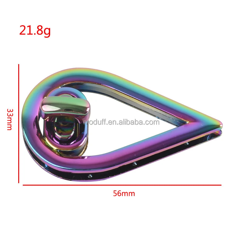 33*56mm Various Color Metal Droplet Shape Purse Handbag Turn Lock