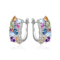 A4014 Abiding Fine Jewelry Custom Flower Cluster 925 Sterling Silver Colorful Natural Gemstone Charm Earrings