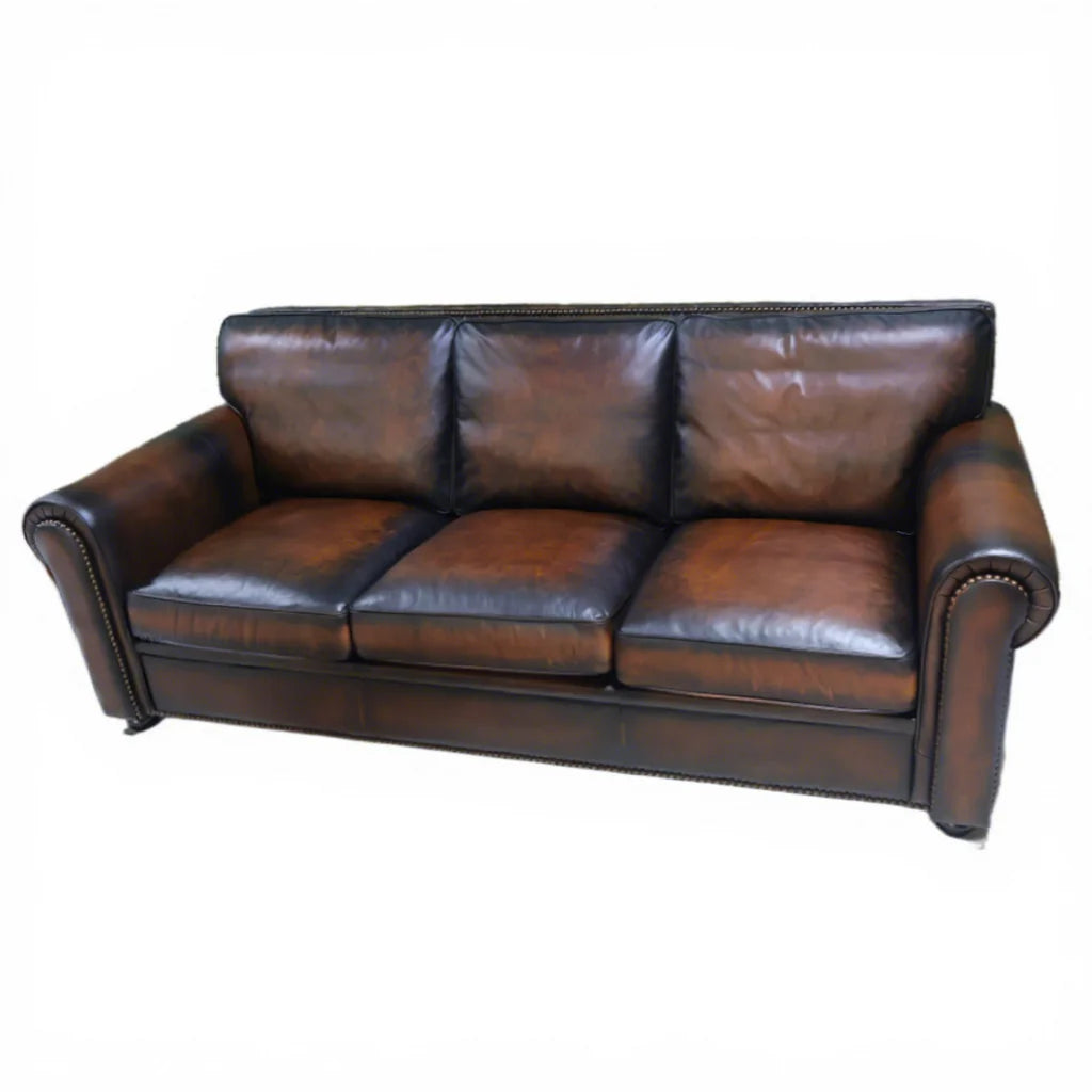 Bespoke Real Leather Sofa Furniture Antique Distressed Brown Full Genuine Leather Sofa 3 Seat Hotel Couch Living Room Sofa Cama