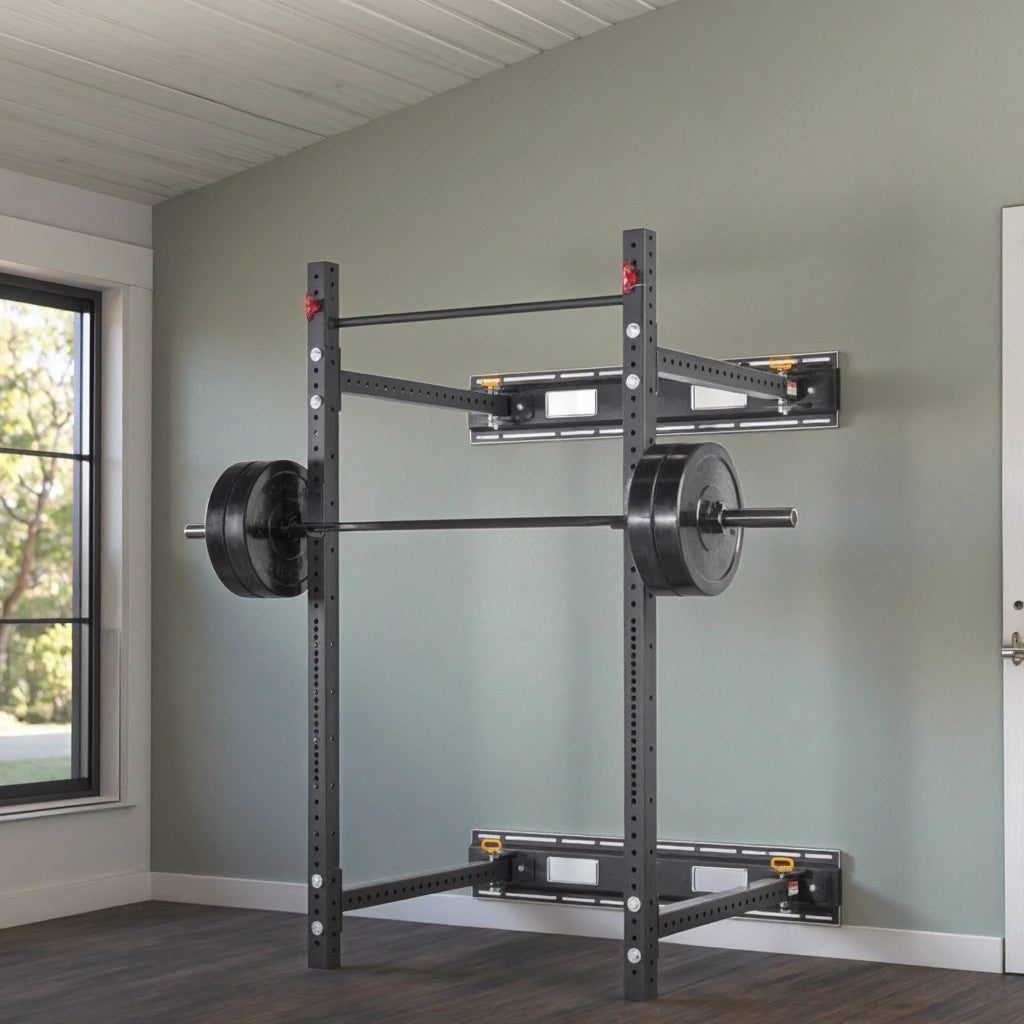 Custom Logo Wall Mounted for CF Model Commercial Use Metal Power Rack Foldable Squat Cage Gym Equipment Training Fitness