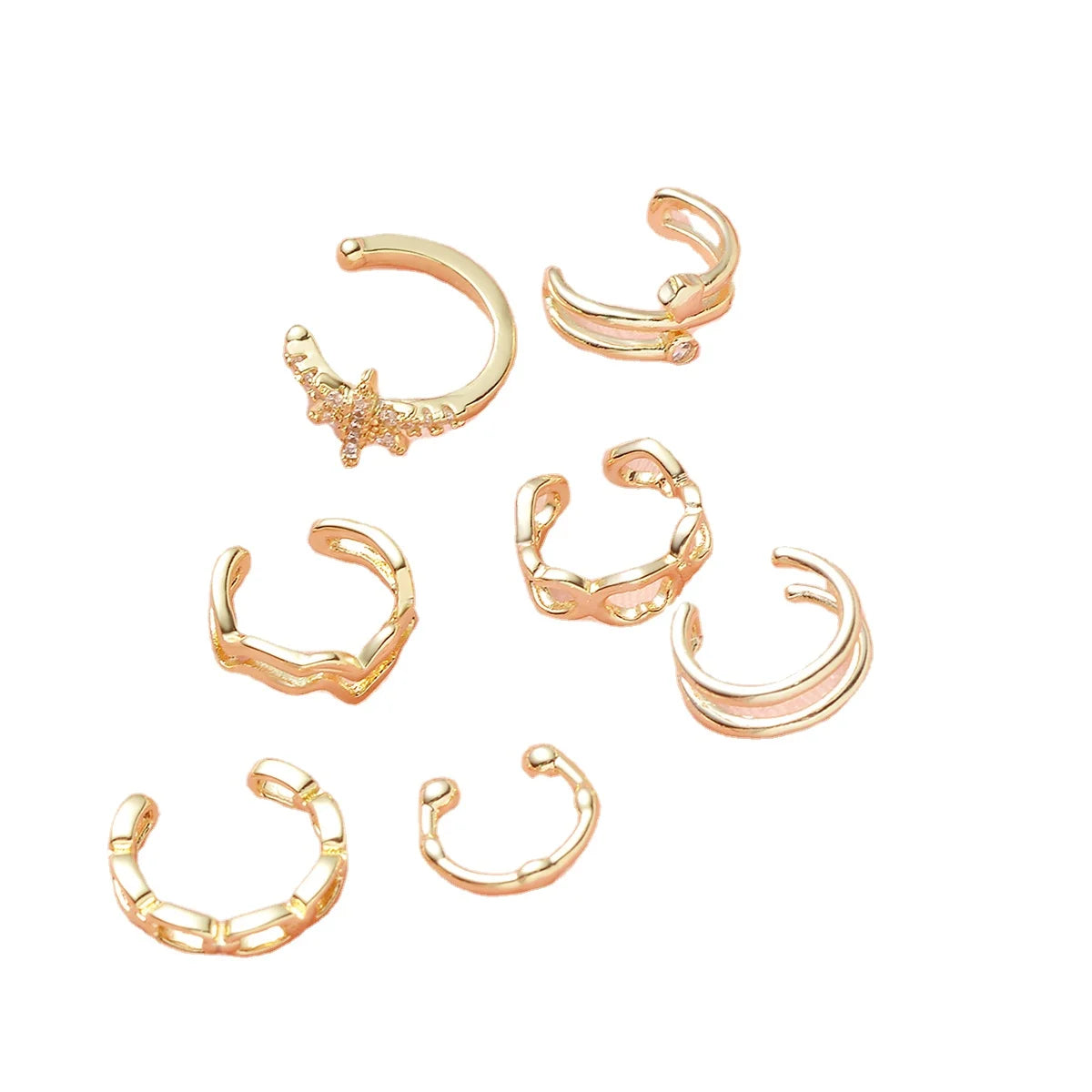 ZF 14K Gold Plated Ear Cuff Chain Drop Dangling Earrings CZ Inlaid Wrap Threader Tassel Earrings Helix Cartilage Cuff Earring