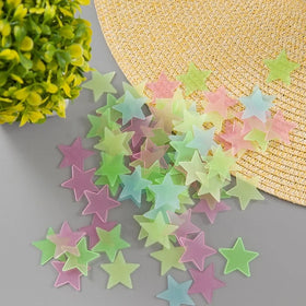 100 Pcs Glow Stars Fluorescent Plastic Wall Stickers Murals Decals for Home Art Decor Ceiling Kids Babys Bedroom Decorations