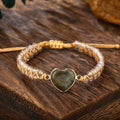 Popular Adjustable Hand Woven Bracelet Natural Heart Pull Feldspar Flash Stone Bracelet Gifts for Women