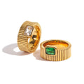 Vintage Jewelry Ring Fashion Non Tarnish Gold Plated Stainless Steel Zircon Charm Finger Ring