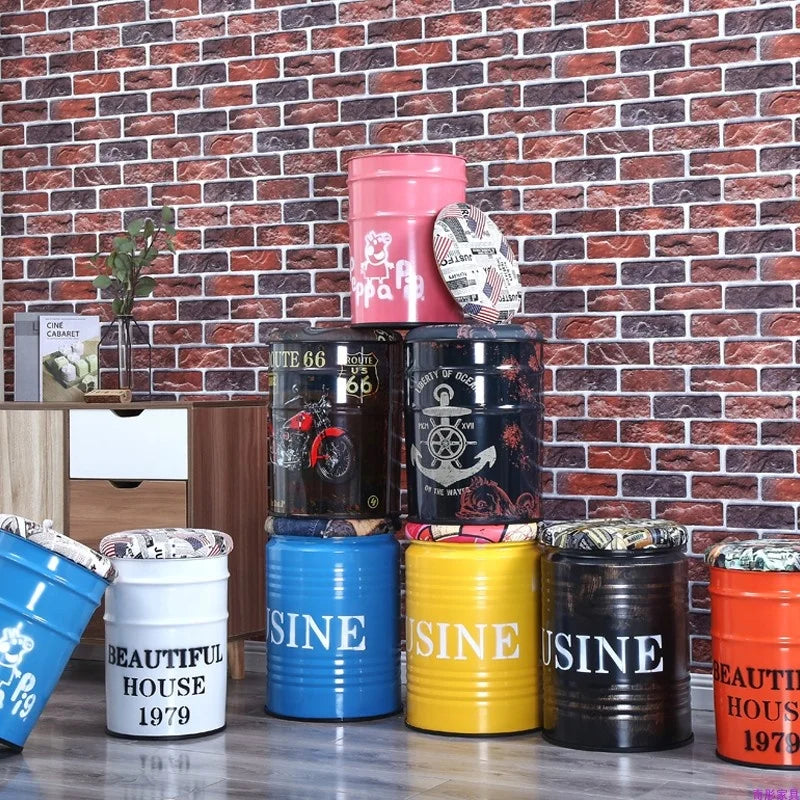 Metal Bucket Adult Storage Stool Storage Iron Bucket Stool Household Shoe Changing Simple New Small Stool