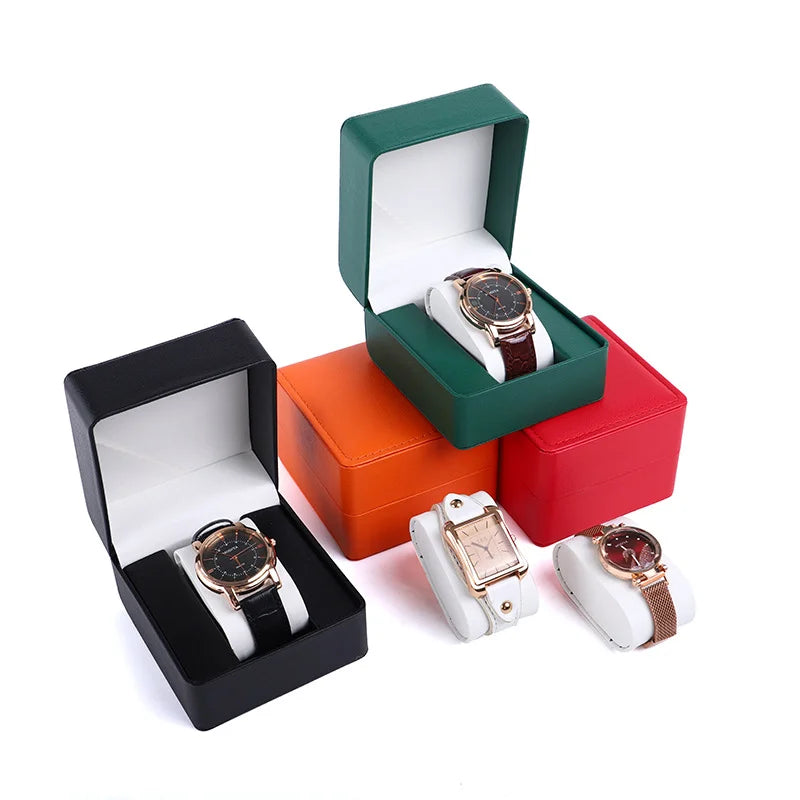 High-grade Clamshell PU Leather Watch Box Watch Jewelry Storage Organizer Watch Packaging Box Spot Wholesale