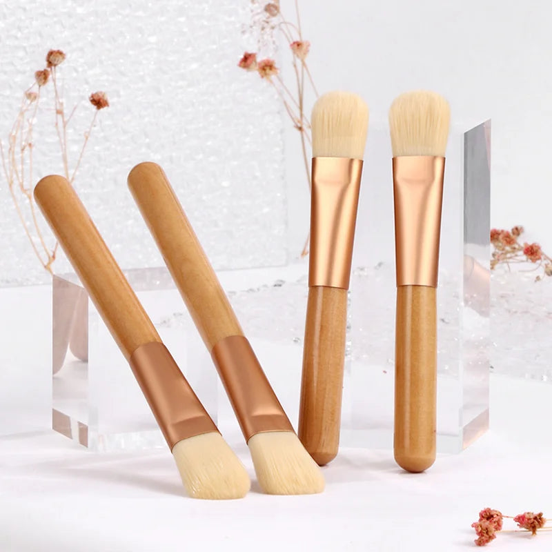 Wooden Color Facial Mask Brush Soft Bristle Beauty Salon Face Cosmetic Application Spa Tool Accessory