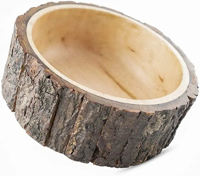 Customize  6" Diameter X 3" Height Wood Potpourri Bowl with Tree Bark Wooden Decorative Bowl