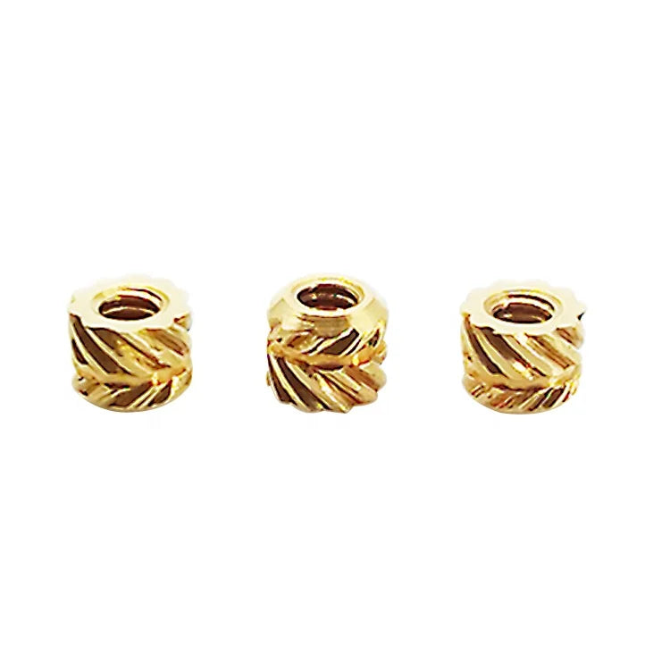 Brass Hot Melt Insert Nuts Threaded Inserts Heating Molding Copper Nut Double Twill Knurled Injection Brass Nut M2 ISO 1000 Pcs