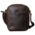 Retro Small Dark Coffee Crazy Horse Leather Travel Leisure Crossbody Satchel Shoulder Bag