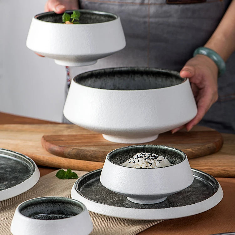 Custom Logo Japanese Korean Style Mini Ceramic Stoneware Cereal Salad Bowl Set Porcelain Fruit Bowls Dishes for Hotel Restaurant