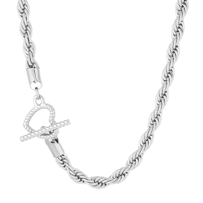 KALEN Vintage Stainless Steel Cupid Love&Arrow OT Clasp Rope Chain Necklaces