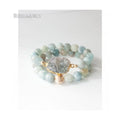 BM41342 Natural Gemstone Aqua Aquamarine Druzy Beaded Free Form Stack Bracelet Set Gold Plated Boho Bohemian Beach Jewelry