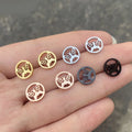 Waterproof Butterfly Stud Earrings Wholesale Fashion Stainless Steel Gold Black Plated Round Butterfly Stud Earrings for Women