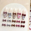 Paso Sico Hot Sale 20pcs Cute Cat French Nail Bow Charms for Jewelry 3D Leopard Bow Tie Stickers & Decals with Art