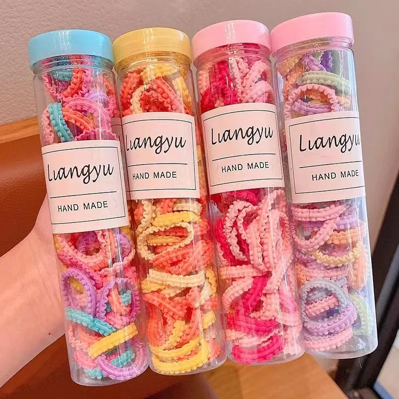 Fashion Candy Color High Elastic Rubber Bands Baby Hair Ropes Children's Thumb Hair Ties 50 Pcs/box Baby Cute Small Hair Band