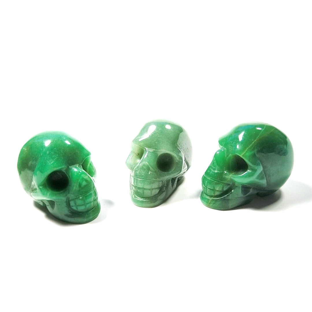 Huiying Amazing 2 inch carved natural green aventurine healing stone skulls head ornament for decoration crafts
