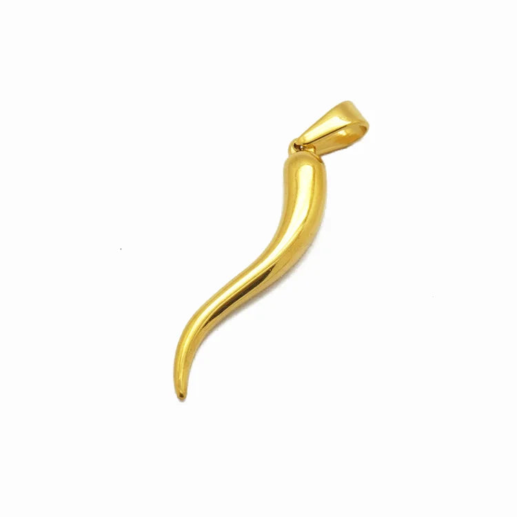 Small 18k Gold Chili Charm Stainless Steel Italian Horn Pendant Fashion Chilli Pendant Necklace for Women