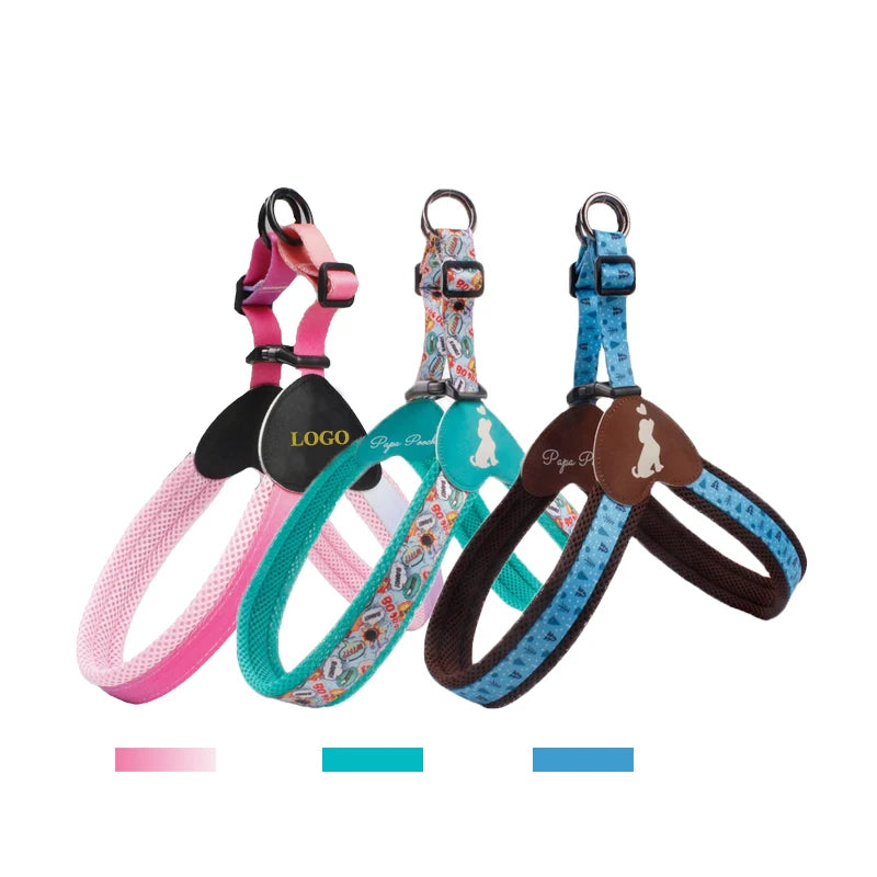 2025 Innovative Custom Design Dog Harness New Pink-White Gradient Mesh Adjustable and Made From Durable Polyester and Nylon