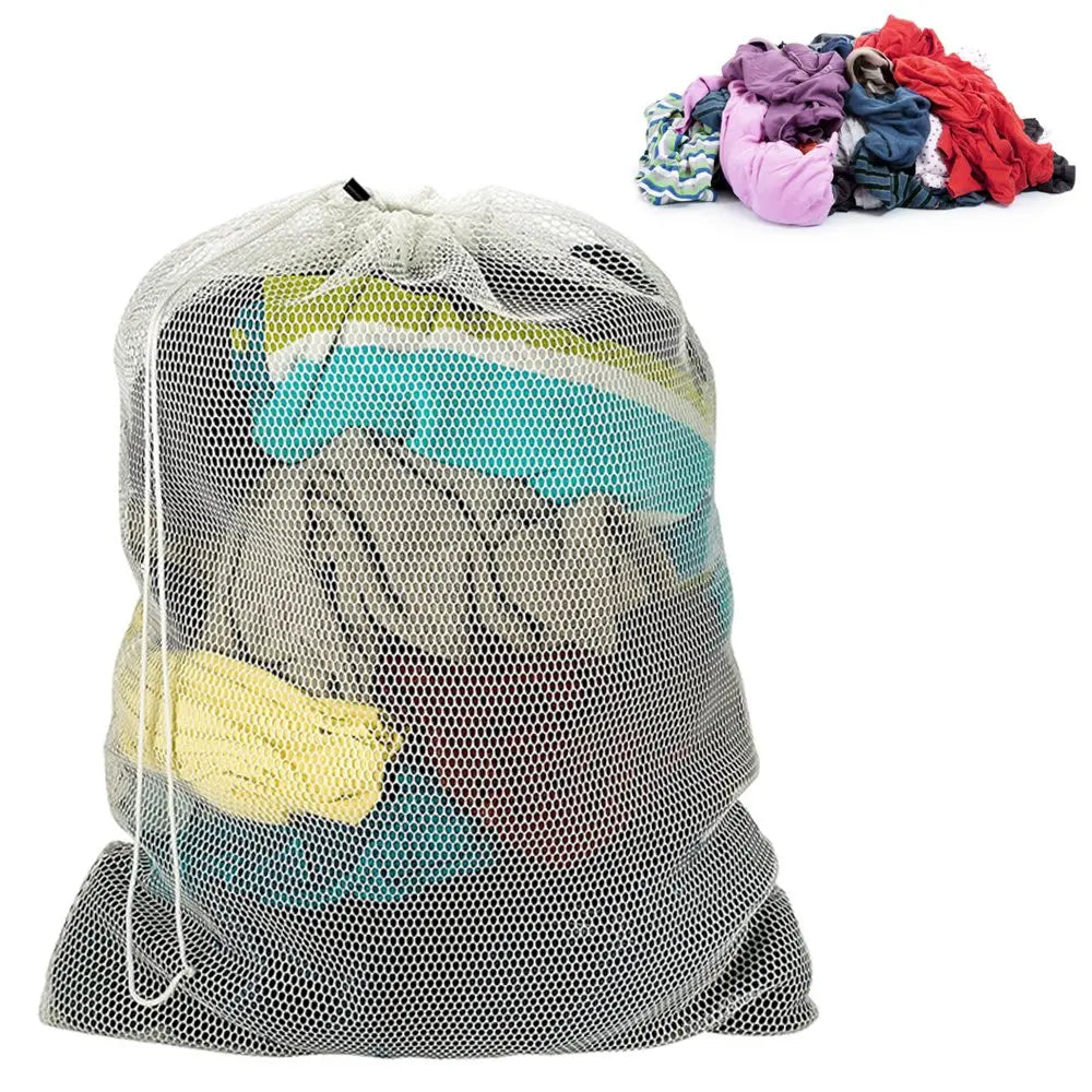 Custom Reusable Drawstring Nylon Mesh Bag Available in Small and Big Sizes for Cloth Washing