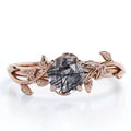 logo Customization Solitaire Design Ring Moissanite Branch Leaves Engagement Ring Rose Gold Plating Jewelry