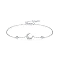 SL1630 925 Sterling Silver Charm Moon Sparkling Zirconia Chain Bracelet for Women Girls Birthday Party Accessories Jewelry