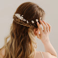 Handmade Beaded Hair Accessories Headpieces Jewellery Elegant Wedding Bridal Pearl Side Hair Comb and Pins