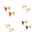 Cute Minimalist PVD Gold Plated Color Stainless Steel Cute Colorful Butterfly Stud Earrings