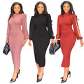 10%OFF Spring Summer Elegant Slim Dress Women Fashion Round Neck Long Sleeve Slim Party Dress Women