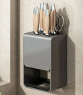 Kitchen Accessories Organizer No Punching Drainable Carbon Steel Knife Rack Stand Holder Wall Mounted Knife Storage Holder