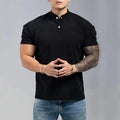 Breathable Summer Workout T-shirt Solid Plain Chinese Style Casual Short Sleeve Top Cuffed Sleeve Sports Fitness Tee MegaBDM