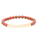 Custom Engraved Logo Stainless Steel Blank Bar Bracelet Bangle Natural Stone Beads Bracelet Jewelry for Women