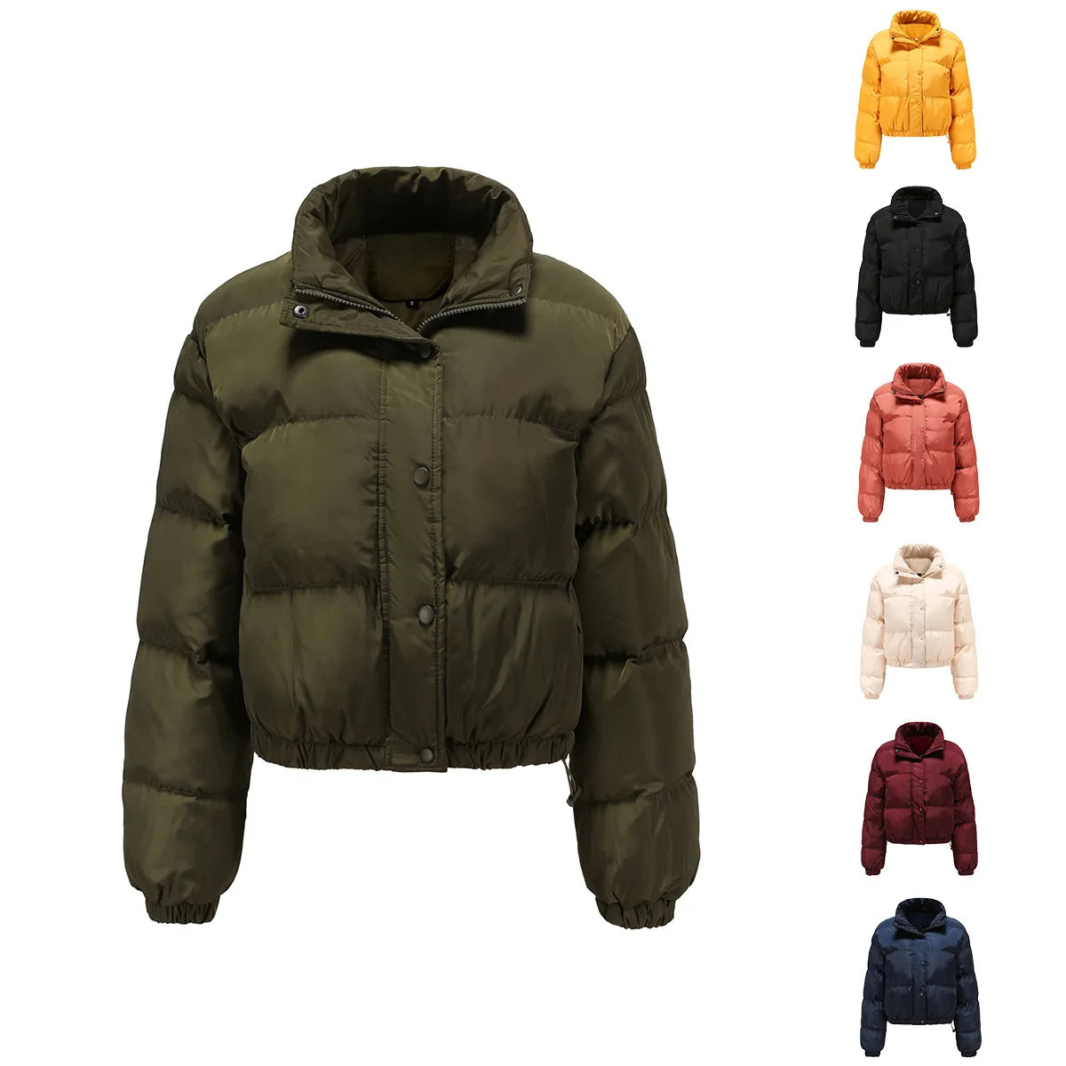 New Puff Jackets Lady Jacket Winter Short Coats for Woman Trendy Plain Black Jacket