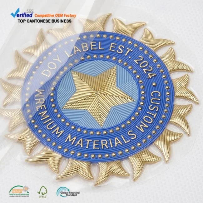 Wholesale Custom 3D Embossed Logo Metallic Color Badges TPU for Clothing