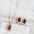Real Gold Plated S925 Red Zircon Luxury Party Jewelry Ruby Pendant Necklace