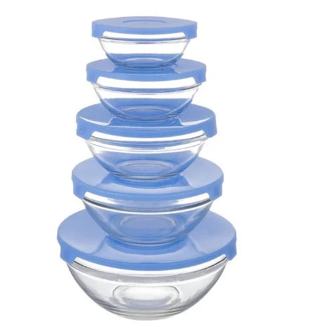 Glass Bowl Set with Plastic Lids Kitchen Glass Bowls
