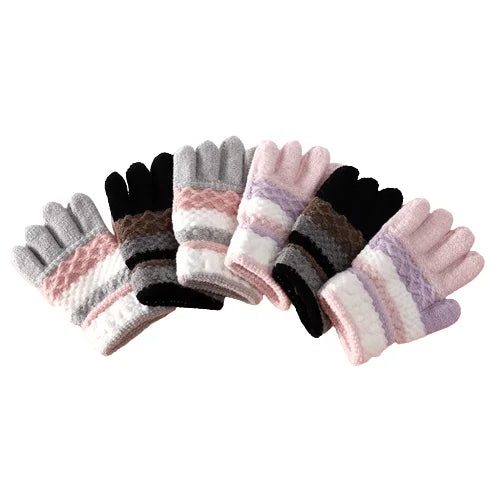 Hot Sell Kids Baby Warm Full-finger Outdoor Cartoon Gloves for Prewalker Knitted Kids Gloves
