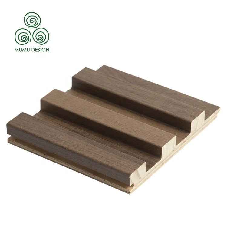 MUMU Home Decoration Outside Conposite PVC Lamination Production Wood Slat Decorative Wall Panel