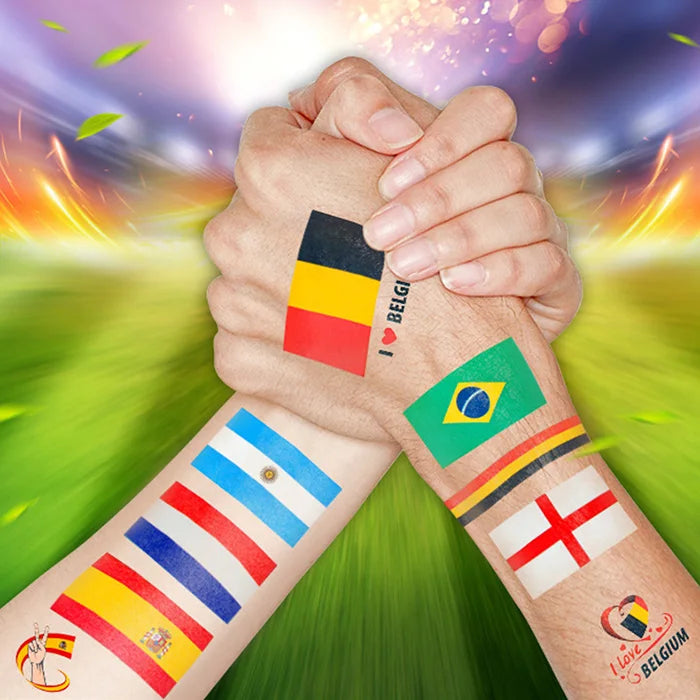 Sports Football Fans Face Tattoo Sticker Sheets National Flag Banner Temporary Tattoo Stickers