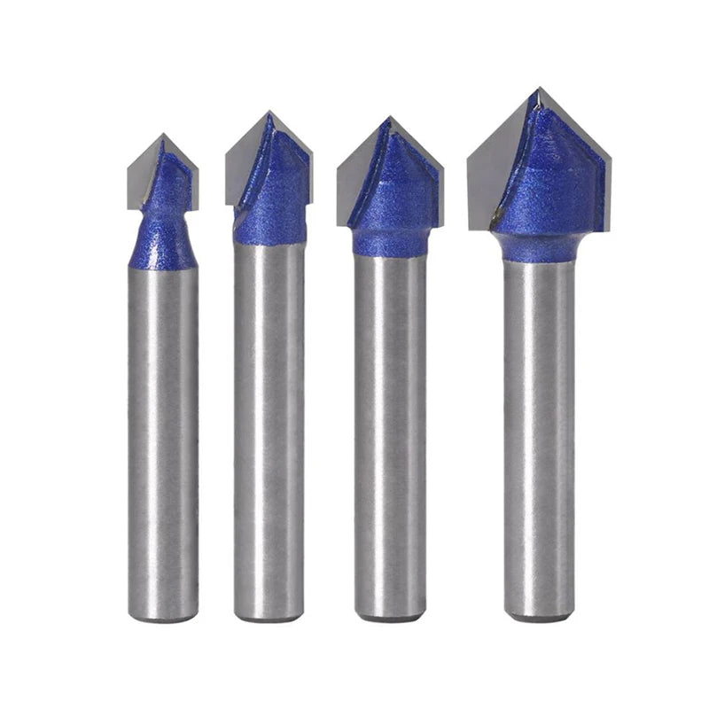 6mm 1/4 Inch Shank 90 Degrees Carbide Blade V Grooving Woodworking Router Bits Mill Cutter for Wood Carpentry CNC Tools