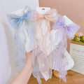 MIO Large 15.5 Cm Lace Bow Knot Hair Clips Long Ribbon Mesh Hairpin Snowflake Hair Accessories for Women