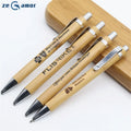 Eco Lapiceros Manufacturer Custom Free Sample Wooden Metal Clip Promotion Classic logo Laser Engraved Print Bamboo Ball Pen