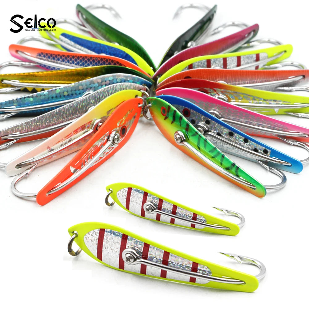 4Inch Single Double Hook Trolling Spoon Lure Selco Fishing Spoon Various Types Fishing Spoon Lure 316 1025 Stainless Steel