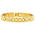Luxury Gold Black 10MM Geometric Watch Chain Bracelets Men Women Crystal Insert Stainless Steel Link Chain Bangle Gift