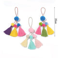 DIY 20cm Trendy Woman Bohemian Accessories Handmade Keychain Chain Pompom Hand Bag Hanging Key Chains Charms Jewelry Gift
